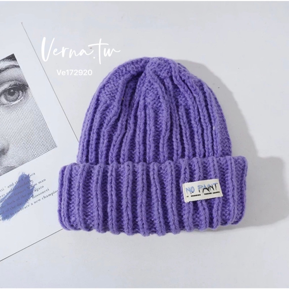 9色x暖糯簡約標籤純色針織帽-細節圖9