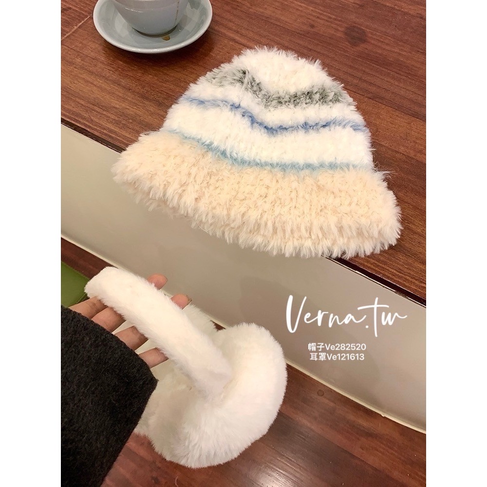 暖糯雲朵藍針織帽x雪白耳罩-細節圖3