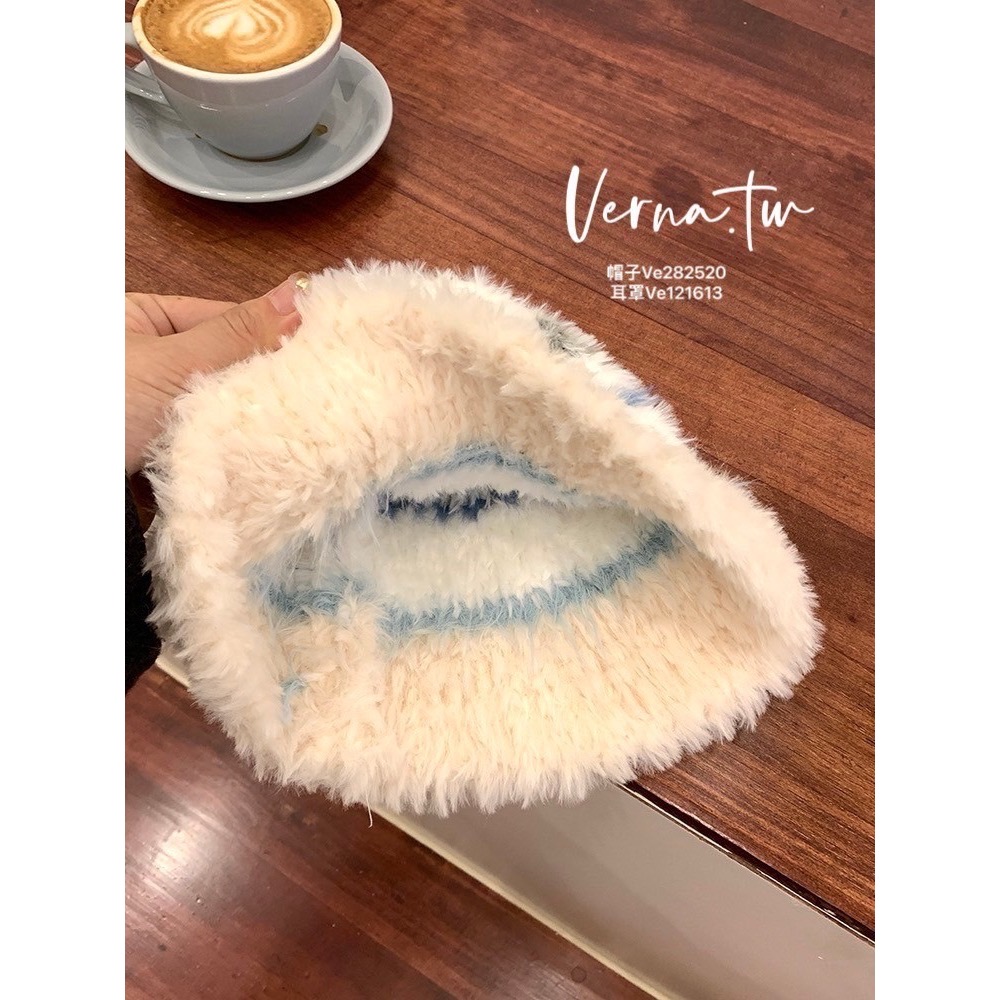 暖糯雲朵藍針織帽x雪白耳罩-細節圖4