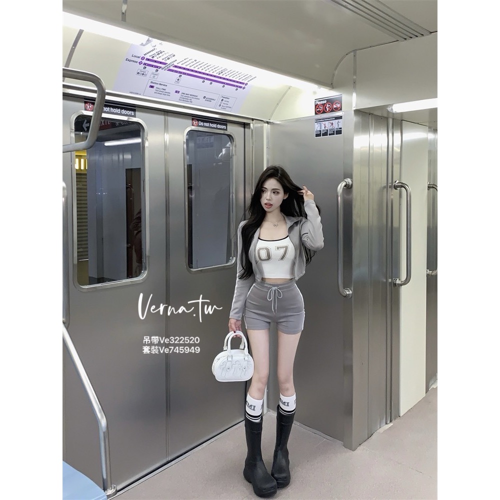 休閒百搭字母吊帶背心套裝-細節圖3