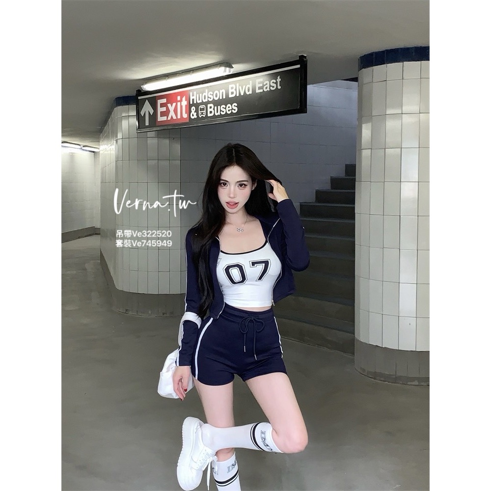 休閒百搭字母吊帶背心套裝-細節圖5