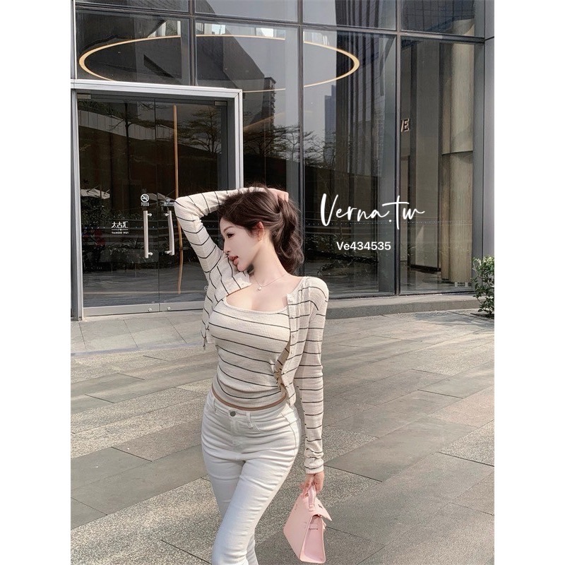 現貨｜春季新款‘純白條紋兩件套裝-細節圖4