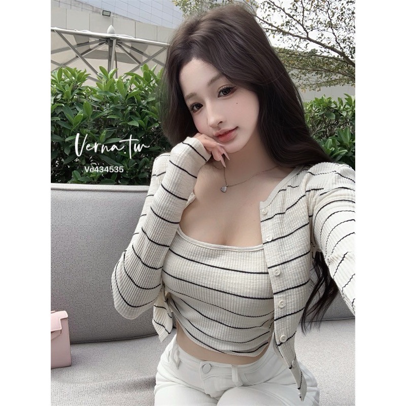 現貨｜春季新款‘純白條紋兩件套裝-細節圖5