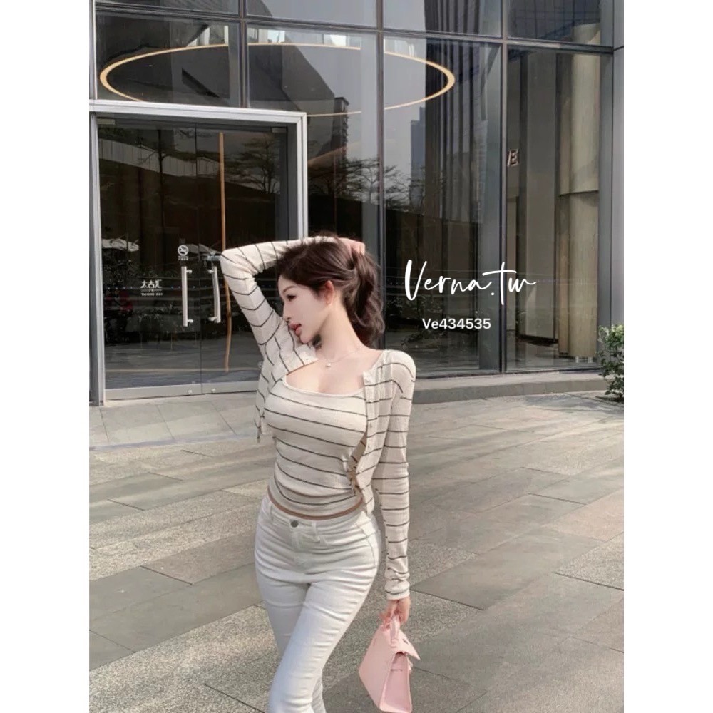 現貨｜春季新款‘純白條紋兩件套裝-細節圖6