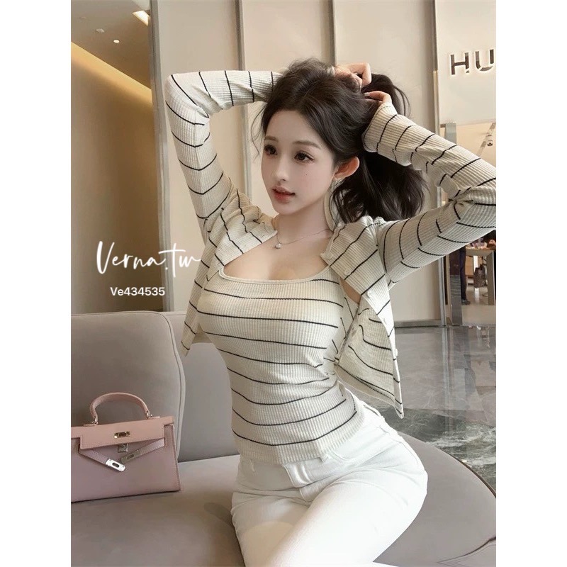 現貨｜春季新款‘純白條紋兩件套裝-細節圖8