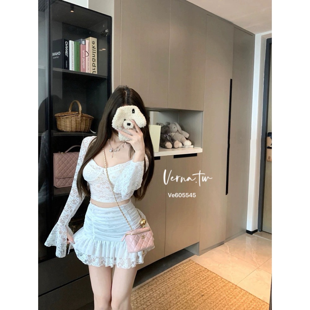 絕佳氣質 蕾絲白緻兩件套裝-細節圖6