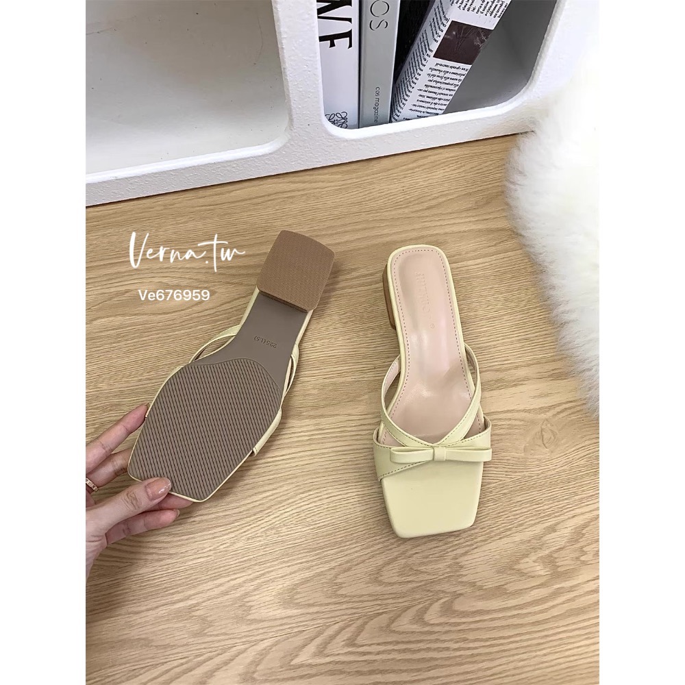 奶油色系蝴蝶結跟鞋-細節圖7