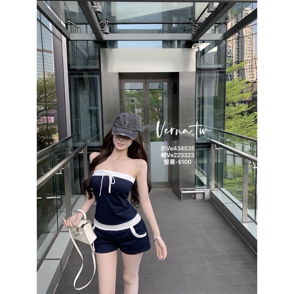 獨家訂製‘嵐藍夏季連身褲 韓式灰黑色百搭帽-細節圖4