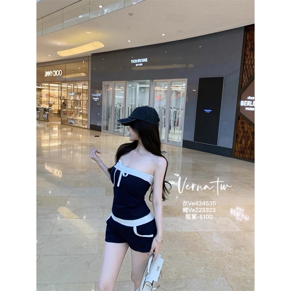 獨家訂製‘嵐藍夏季連身褲 韓式灰黑色百搭帽-細節圖9