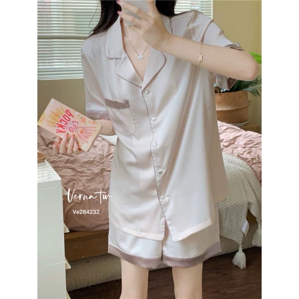 仙紫色冰絲睡衣套裝-細節圖3