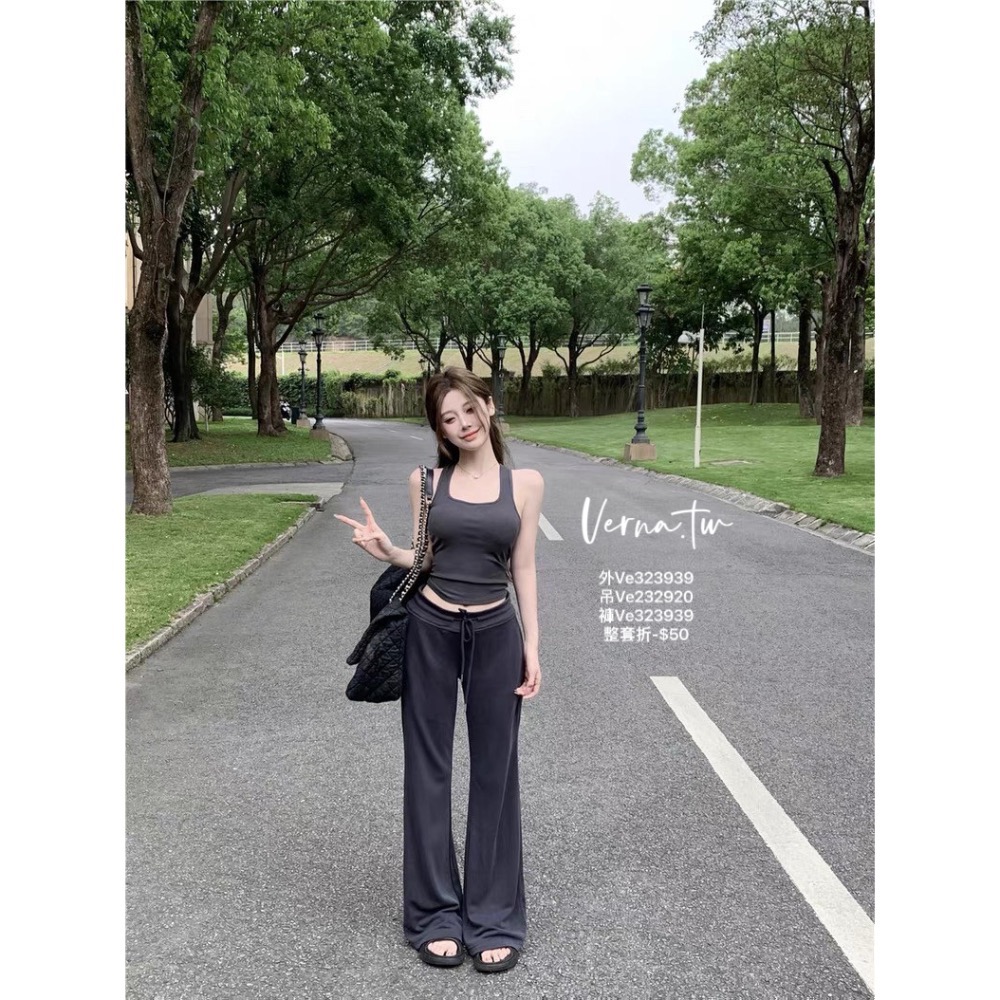 休閒百搭防曬外套x吊帶x長褲套裝 （自帶胸墊）-細節圖5