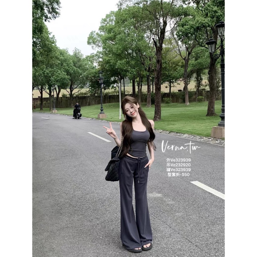 休閒百搭防曬外套x吊帶x長褲套裝 （自帶胸墊）-細節圖9