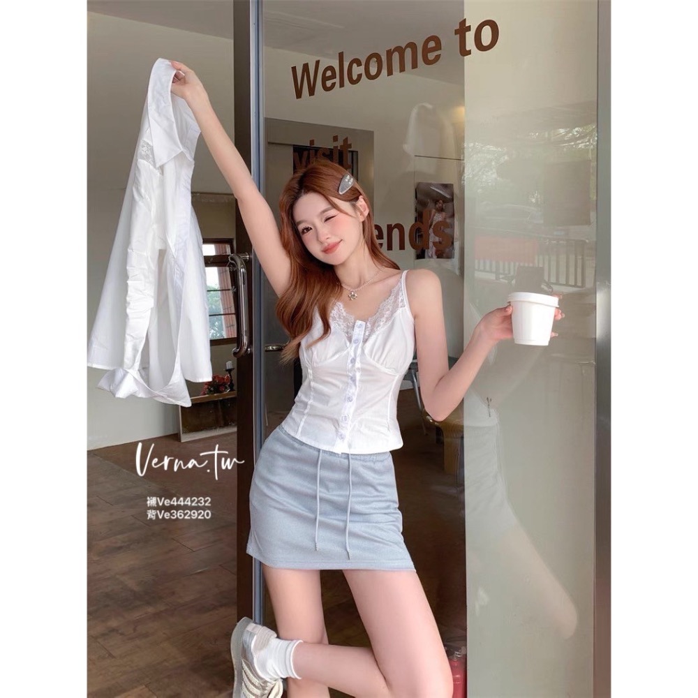 高級感穿搭’蕾絲襯衫x背心-細節圖2