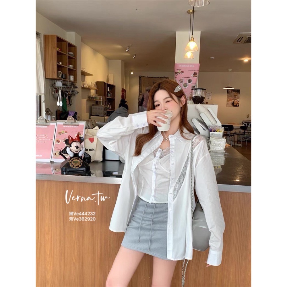 高級感穿搭’蕾絲襯衫x背心-細節圖4