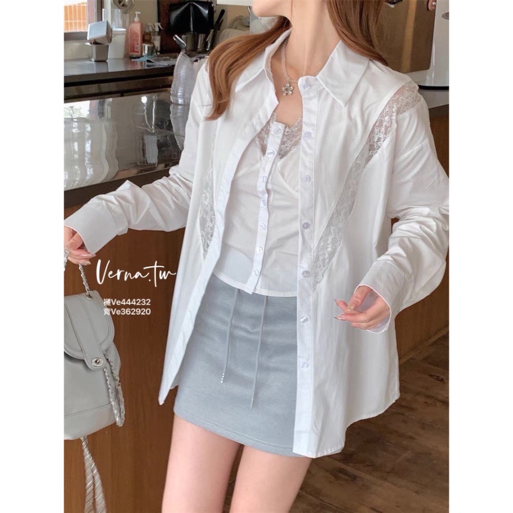 高級感穿搭’蕾絲襯衫x背心-細節圖5