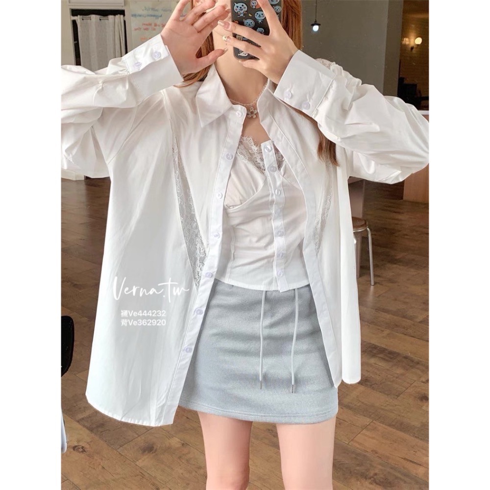 高級感穿搭’蕾絲襯衫x背心-細節圖7