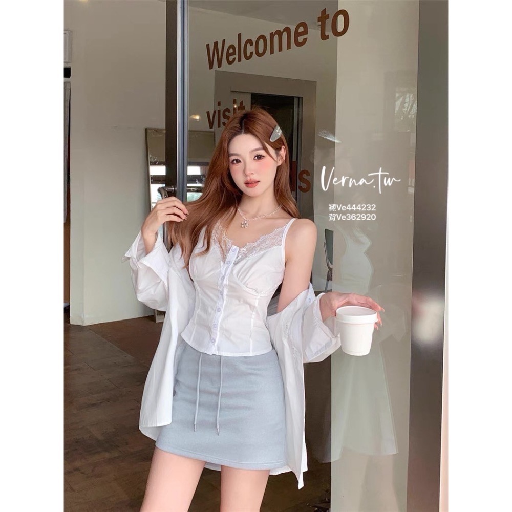 高級感穿搭’蕾絲襯衫x背心-細節圖9