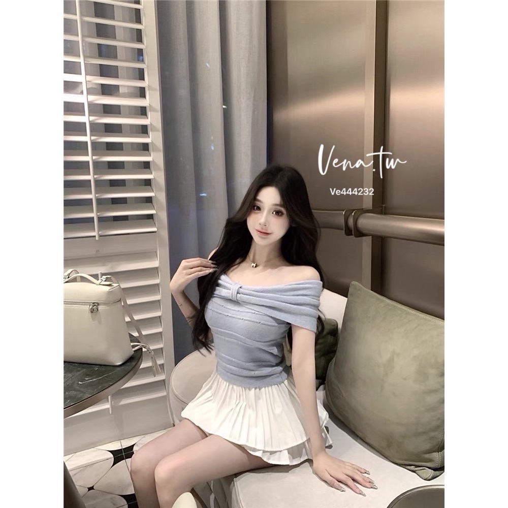 絕美一字肩針織上衣-細節圖4