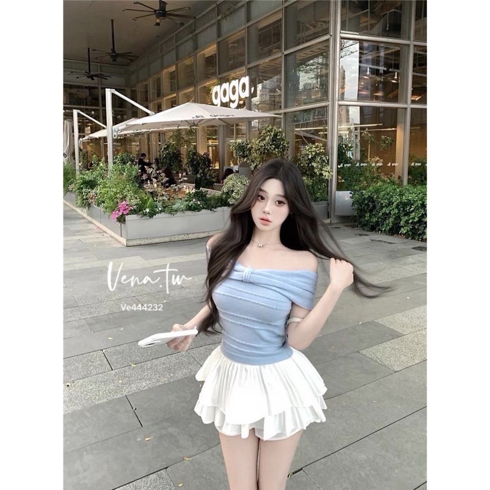 絕美一字肩針織上衣-細節圖5