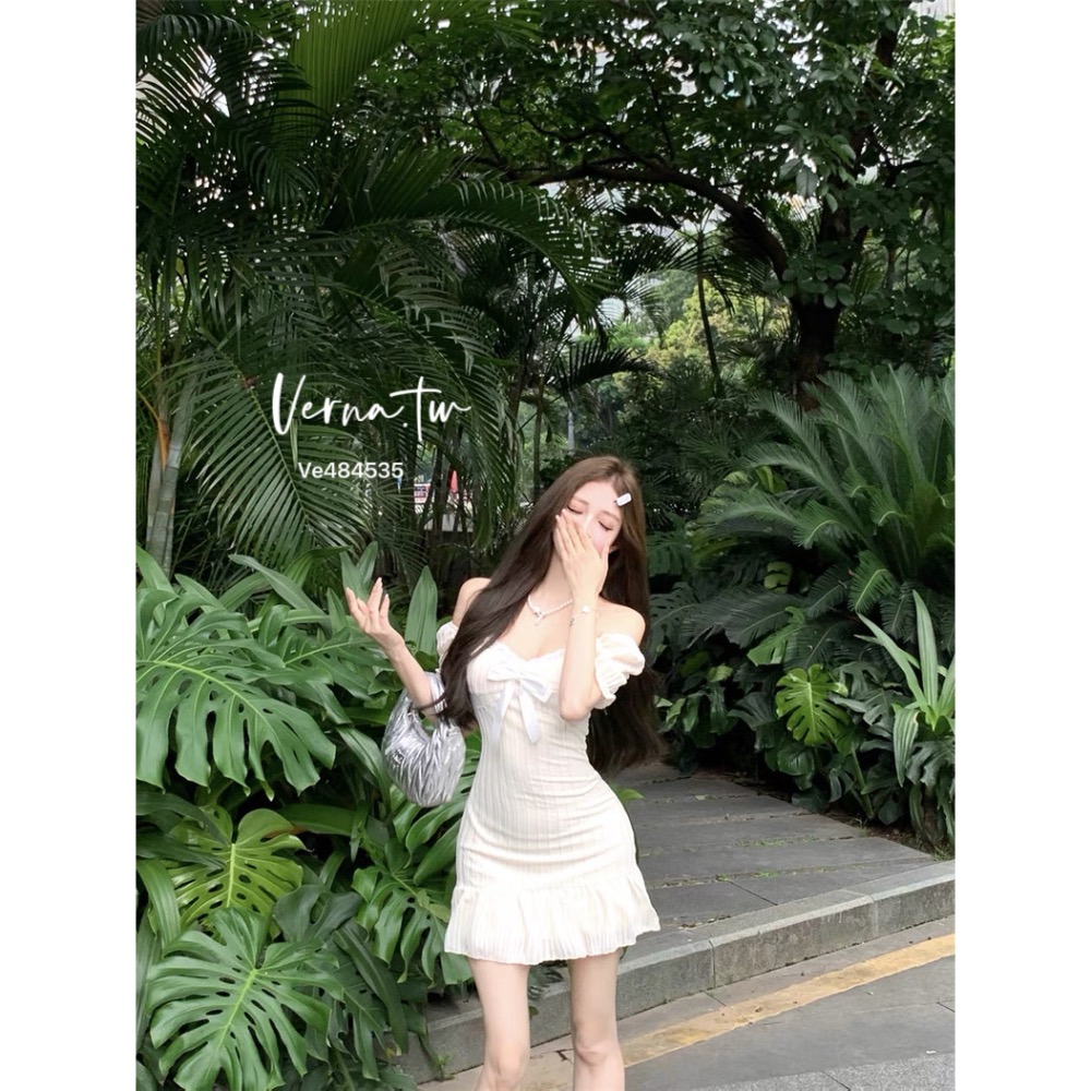 奶油高級‘奶油白蝴蝶結連身洋-細節圖3