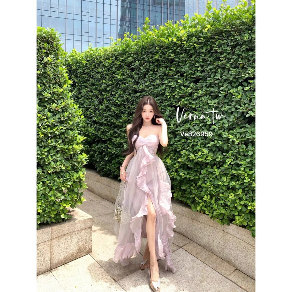 高級欲感’高級香紫法式洋裝-細節圖2