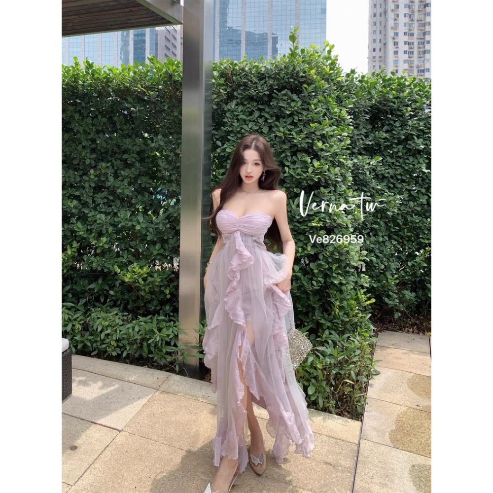 高級欲感’高級香紫法式洋裝-細節圖4