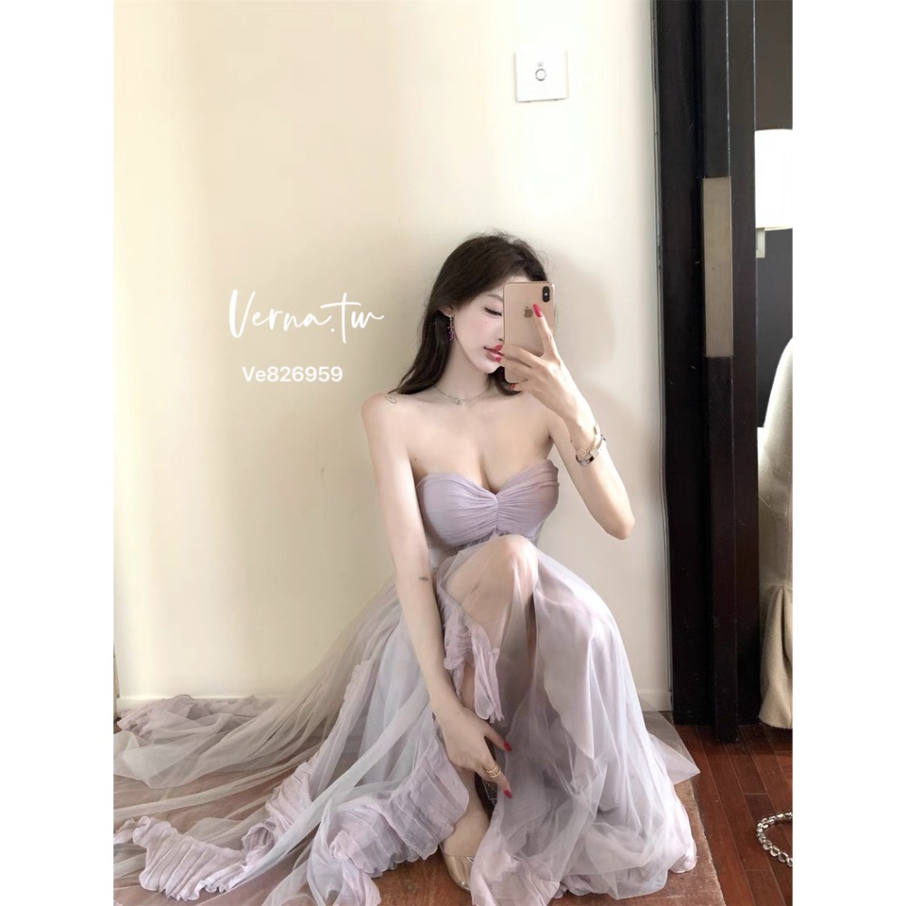 高級欲感’高級香紫法式洋裝-細節圖6