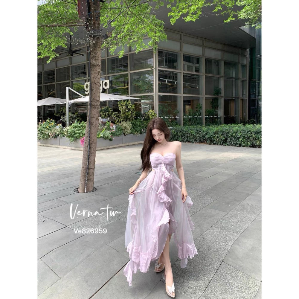 高級欲感’高級香紫法式洋裝-細節圖9