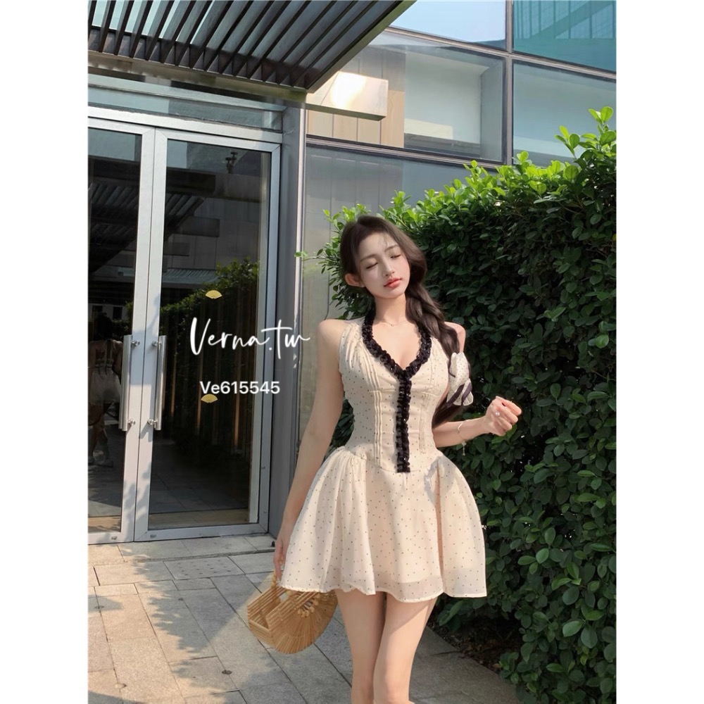 高級欲感’法式波點連身洋裝-細節圖2