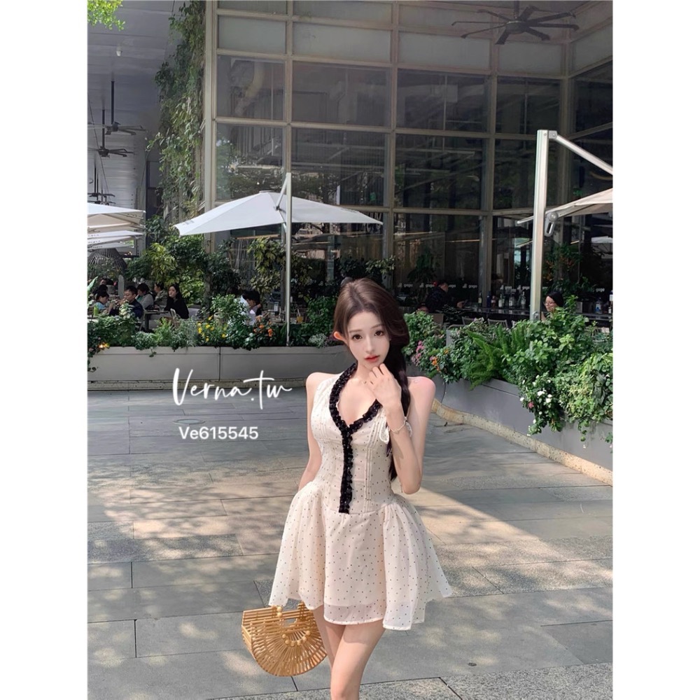 高級欲感’法式波點連身洋裝-細節圖3