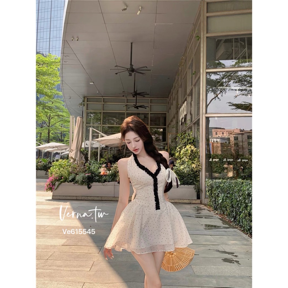 高級欲感’法式波點連身洋裝-細節圖5