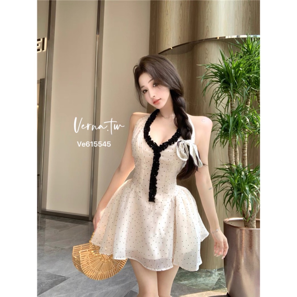 高級欲感’法式波點連身洋裝-細節圖6