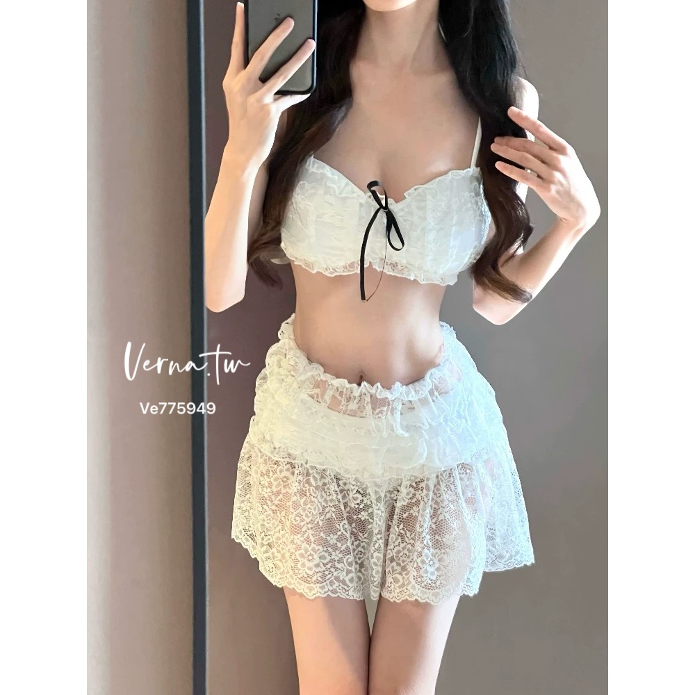 夏日必備‘白月光海島蕾絲三件套泳衣-細節圖3