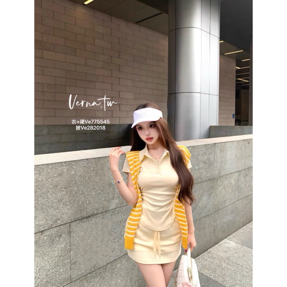 夏日休閒‘翻領上衣x裙子x披肩三件套-細節圖5