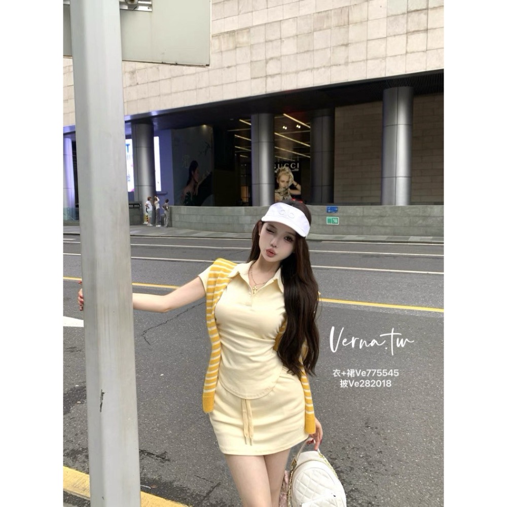 夏日休閒‘翻領上衣x裙子x披肩三件套-細節圖6