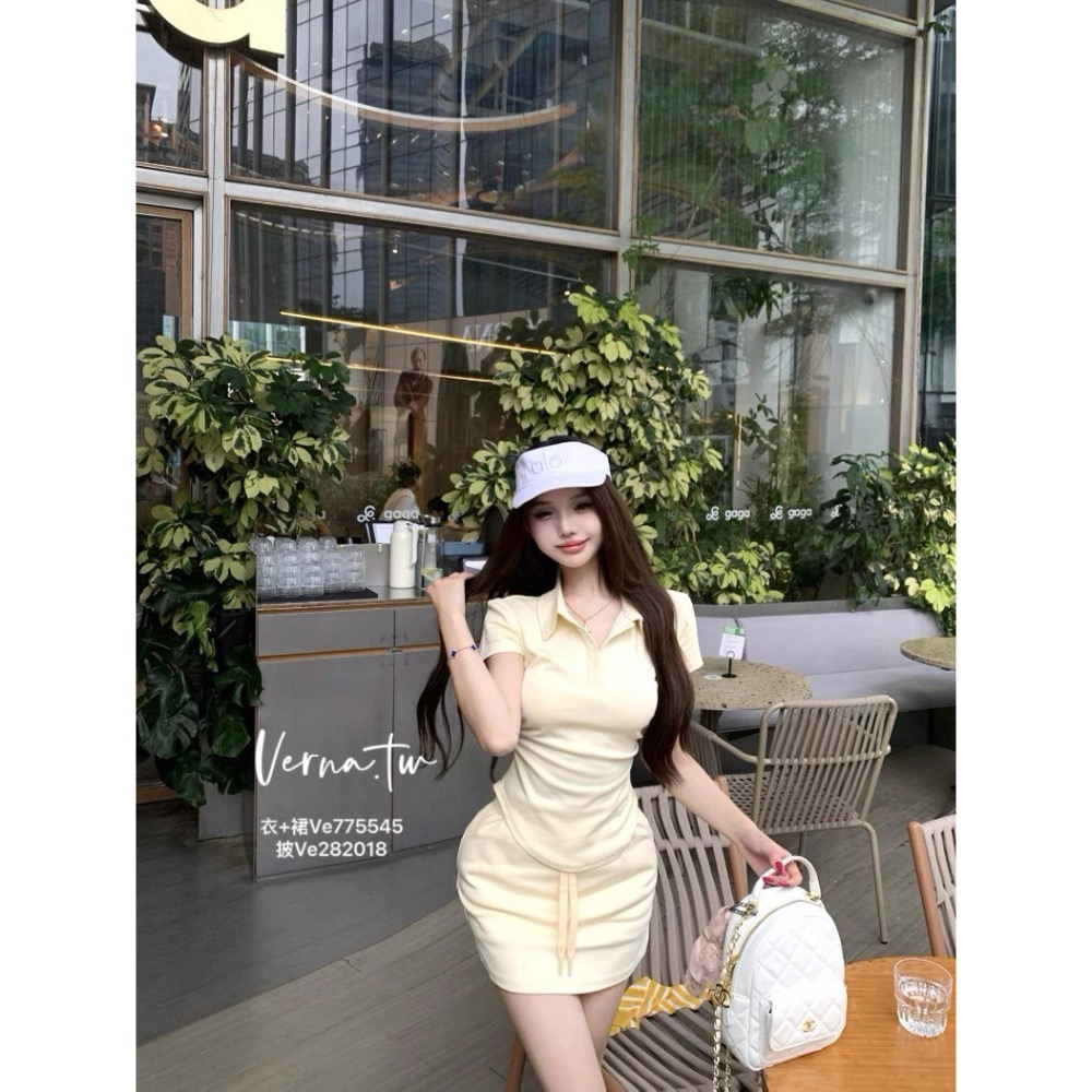 夏日休閒‘翻領上衣x裙子x披肩三件套-細節圖8