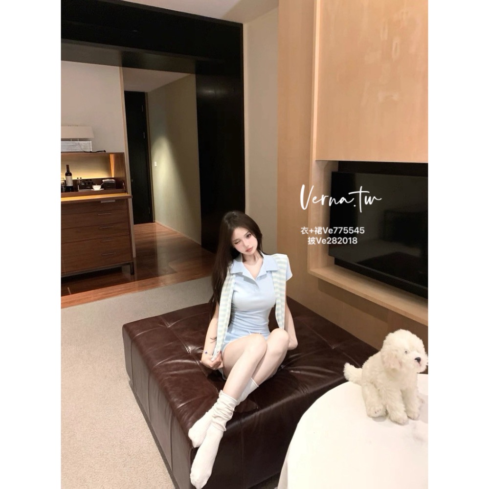 夏日休閒‘翻領上衣x裙子x披肩三件套-細節圖11