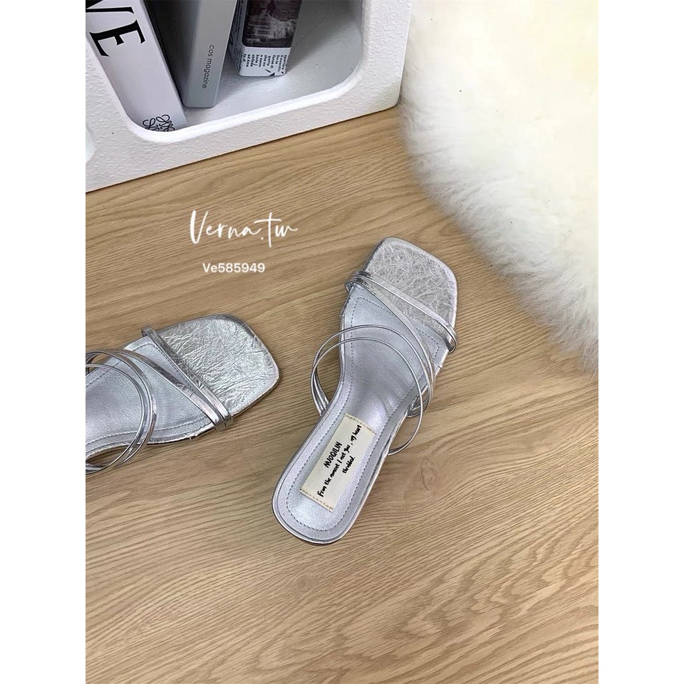 細緻粗跟‘法式仙女涼拖鞋-細節圖4