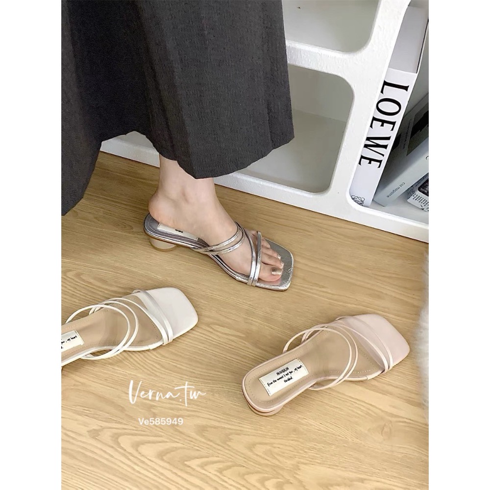 細緻粗跟‘法式仙女涼拖鞋-細節圖10