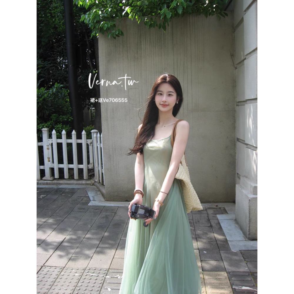 仙女溫柔風精緻茶歇紗連身洋-細節圖2