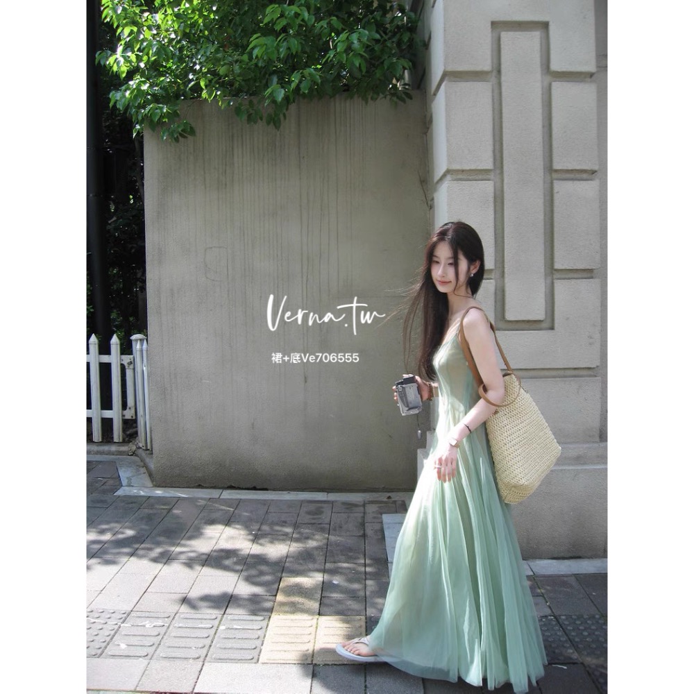 仙女溫柔風精緻茶歇紗連身洋-細節圖4