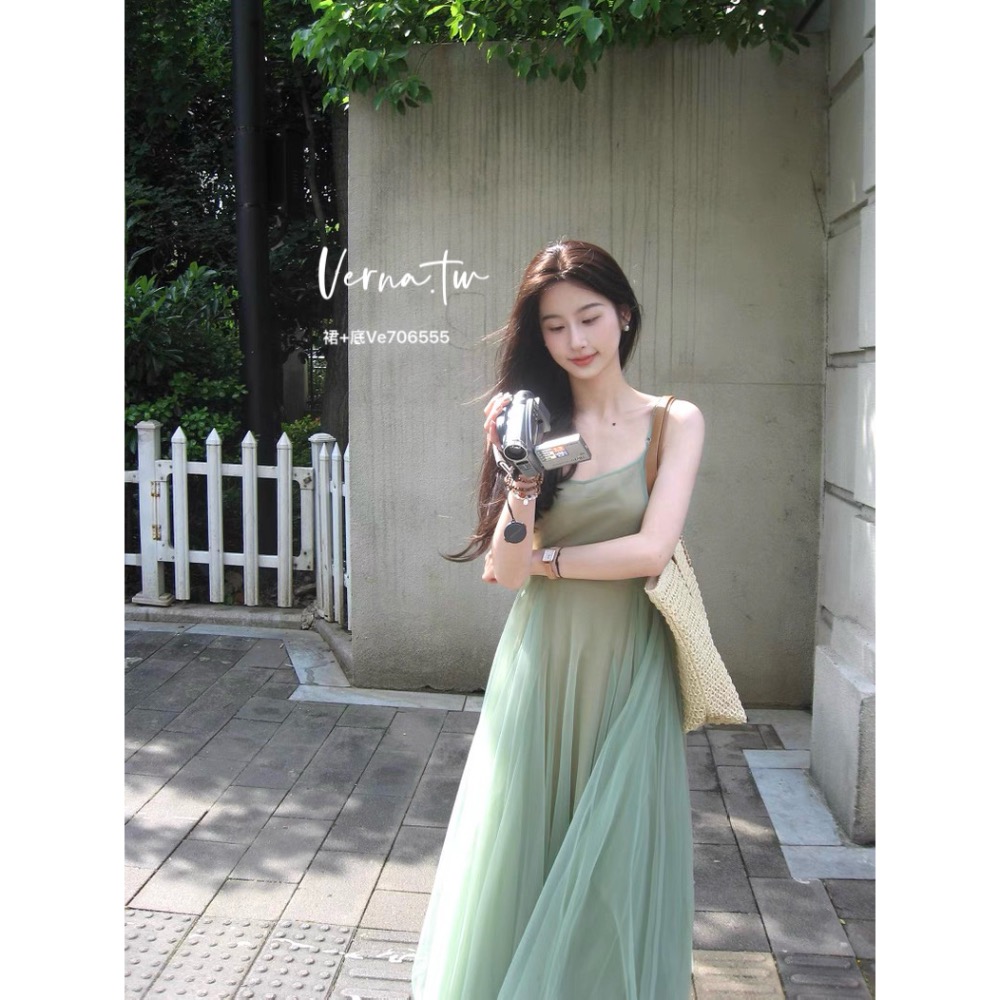 仙女溫柔風精緻茶歇紗連身洋-細節圖5