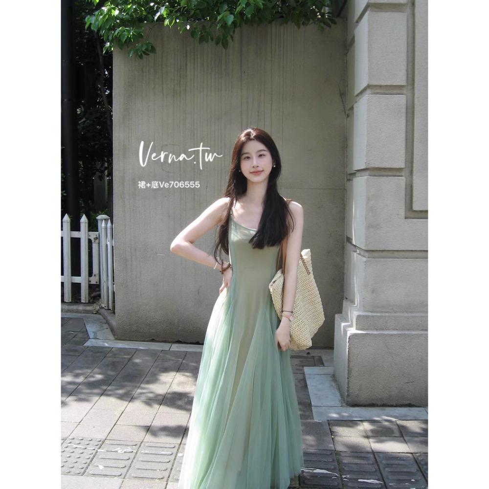 仙女溫柔風精緻茶歇紗連身洋-細節圖6