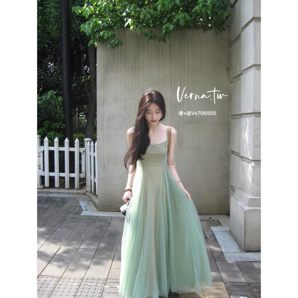 仙女溫柔風精緻茶歇紗連身洋-細節圖7