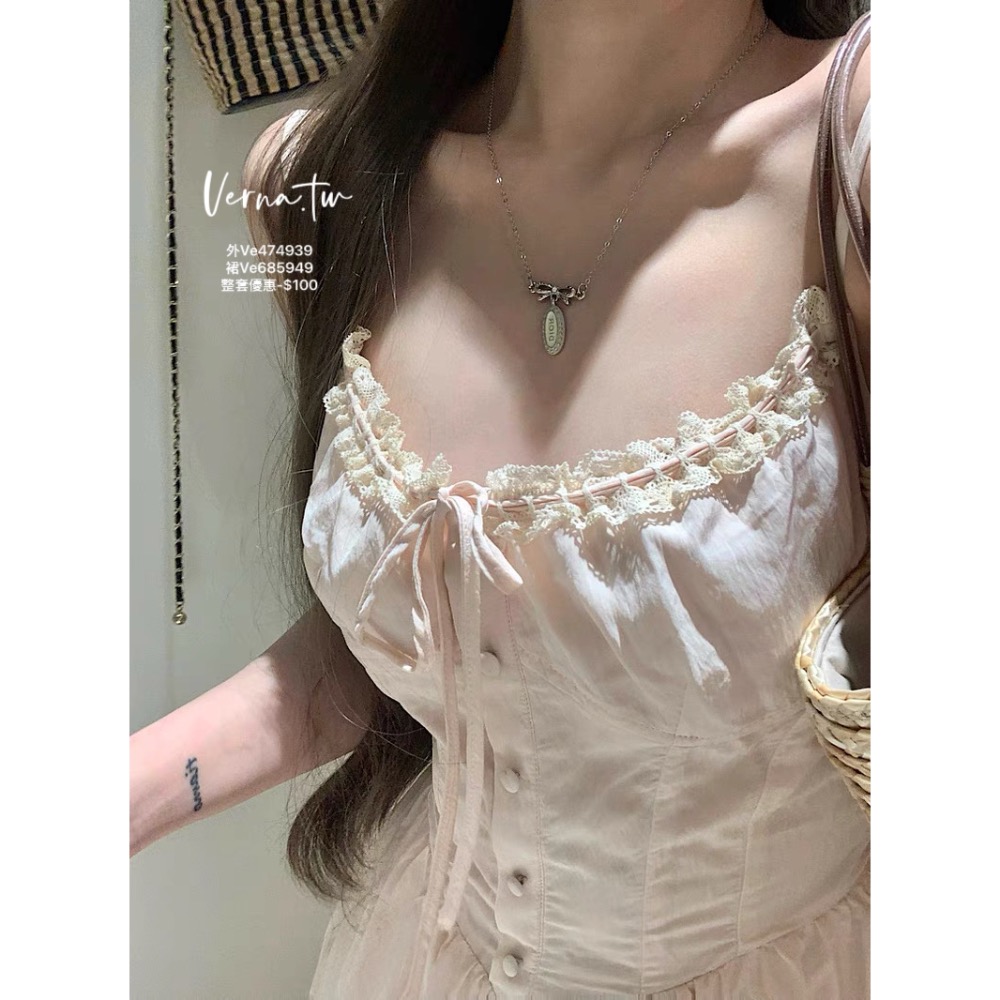 細緻溫柔‘法式吊帶溫柔粉兩件套-細節圖8