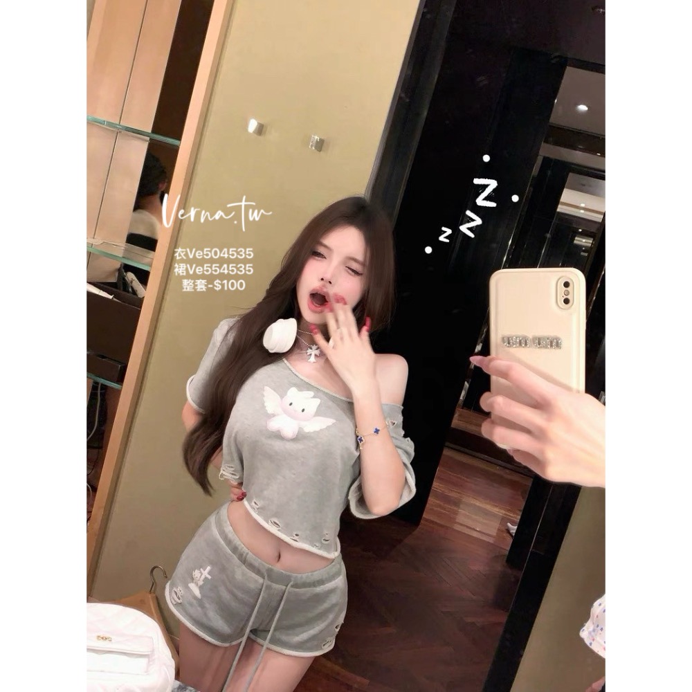 富家千金‘貓咪印花兩件套-細節圖3