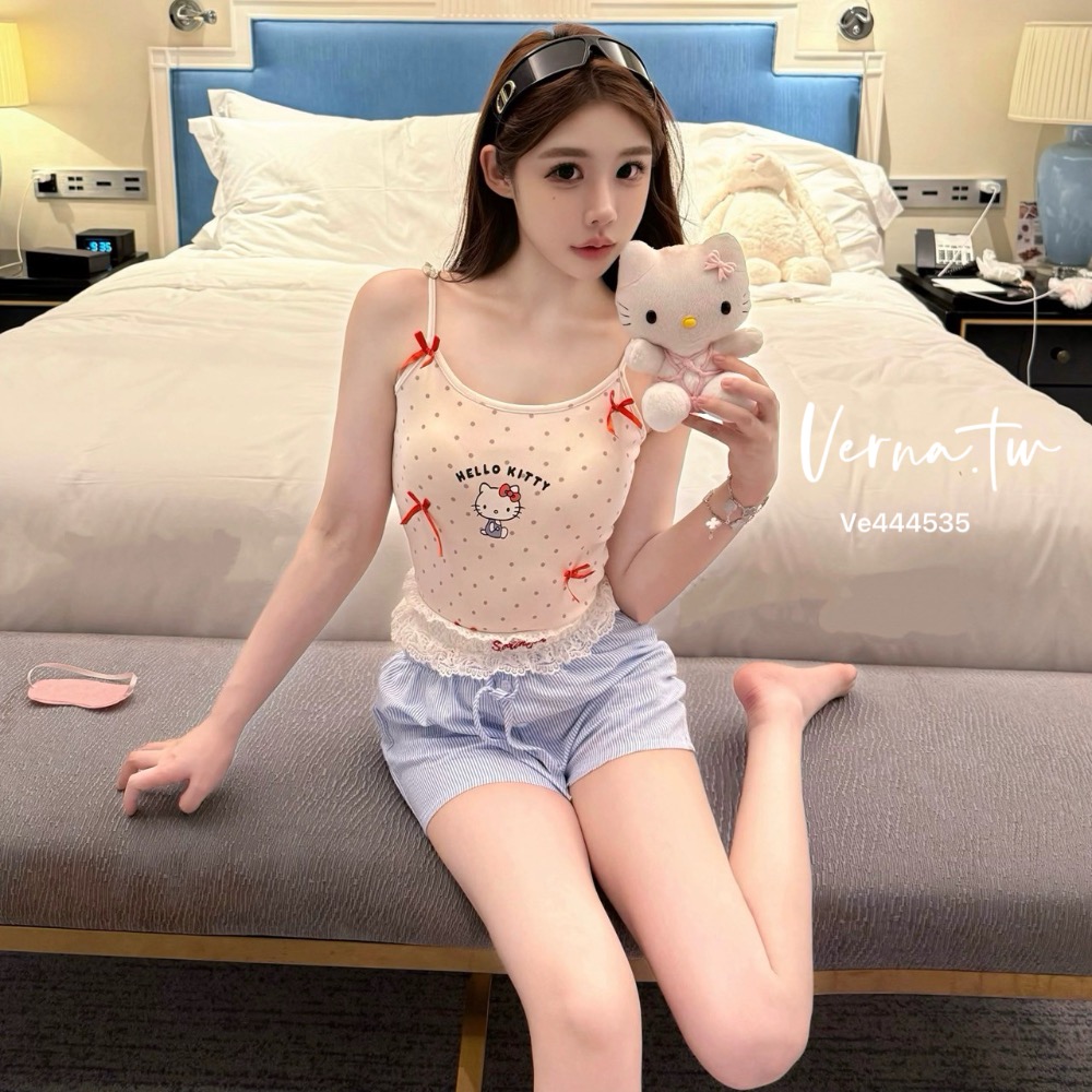 純慾少女 kitty波點蝴蝶結🎀睡衣套裝-細節圖4