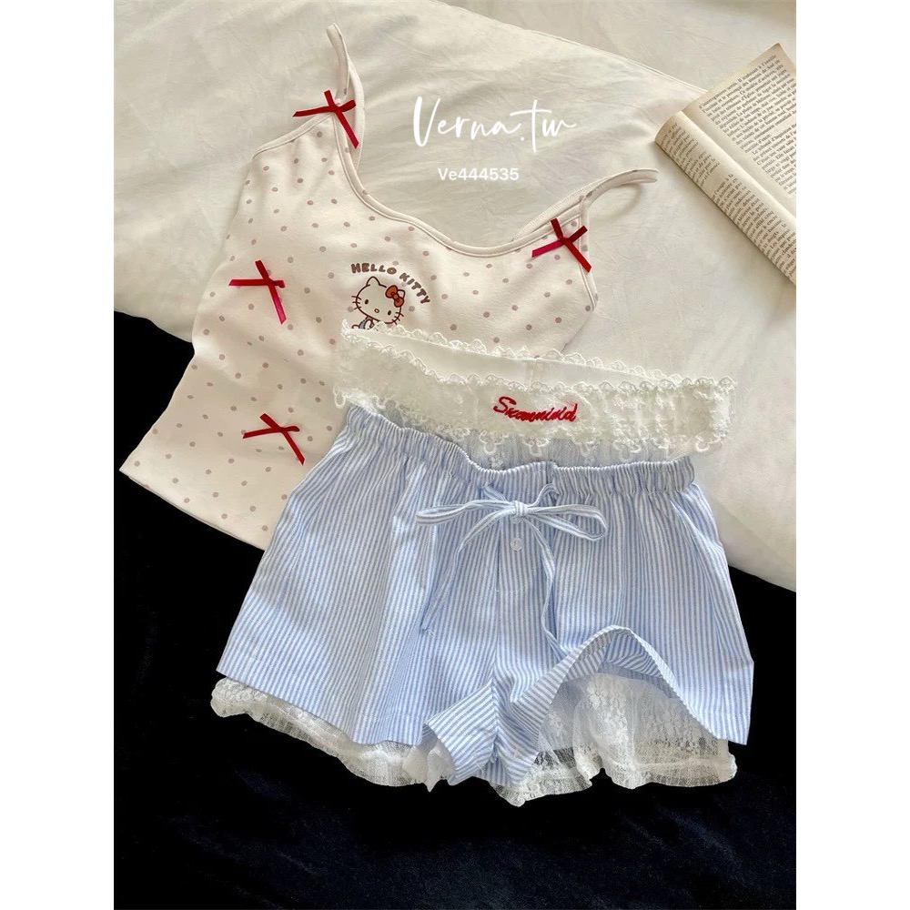 純慾少女 kitty波點蝴蝶結🎀睡衣套裝-細節圖6