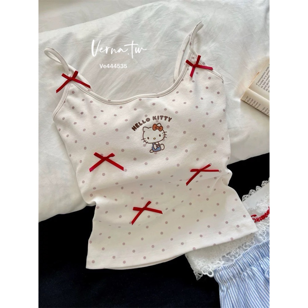 純慾少女 kitty波點蝴蝶結🎀睡衣套裝-細節圖9