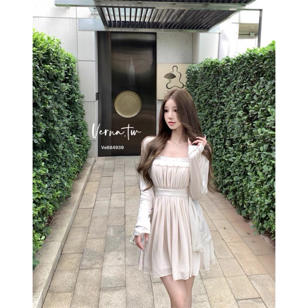 現貨｜氣質首選 蕾絲拼接花邊吊帶連身裙-細節圖6